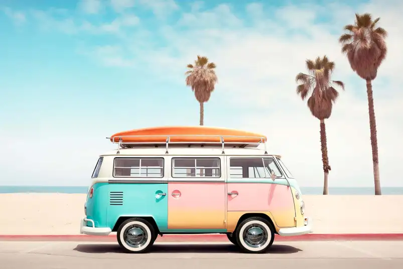 Affiche poster surf - Van life en route