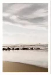 Embruns et nuages à la plage - tableau bord de mer