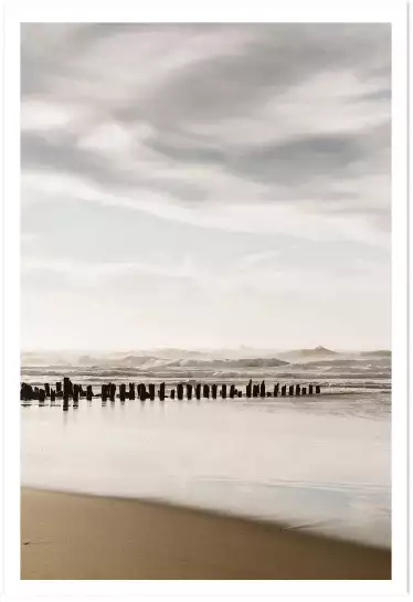 Embruns et nuages à la plage - tableau bord de mer