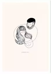 Cadre graphique un couple enlacé - poster romantique