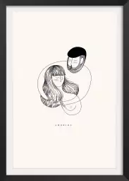 Cadre graphique un couple enlacé - poster romantique