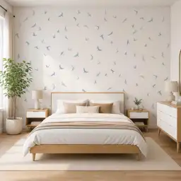 Papier peint motif oiseaux bleu pastel répétitif