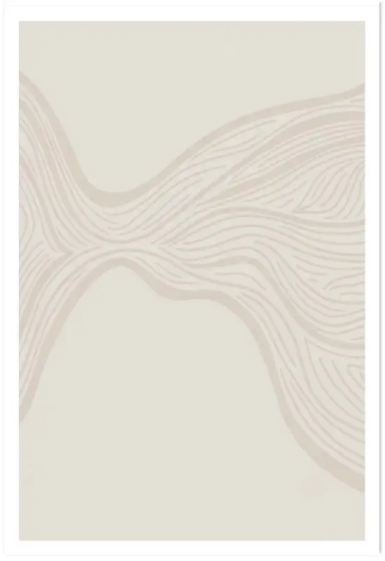 Tableau abstrait minimaliste - Courbes Organiques Crème