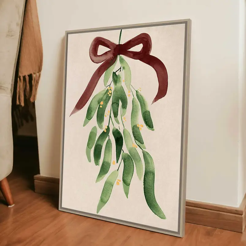 Tableau sous le gui à l’aquarelle