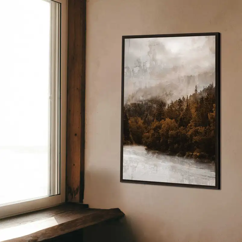 Affiche paysage d’automne à l’aquarelle : une décoration murale nature et poétique.