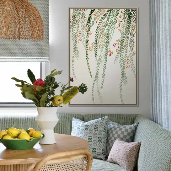 Affiche botanique zen à l’aquarelle : un feuillage délicat pour une décoration murale apaisante.