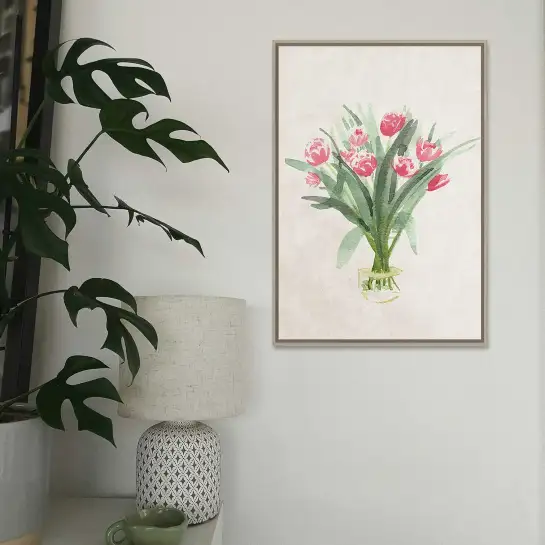 Apportez une note florale à votre intérieur avec cette affiche de bouquet de tulipes en aquarelle.
