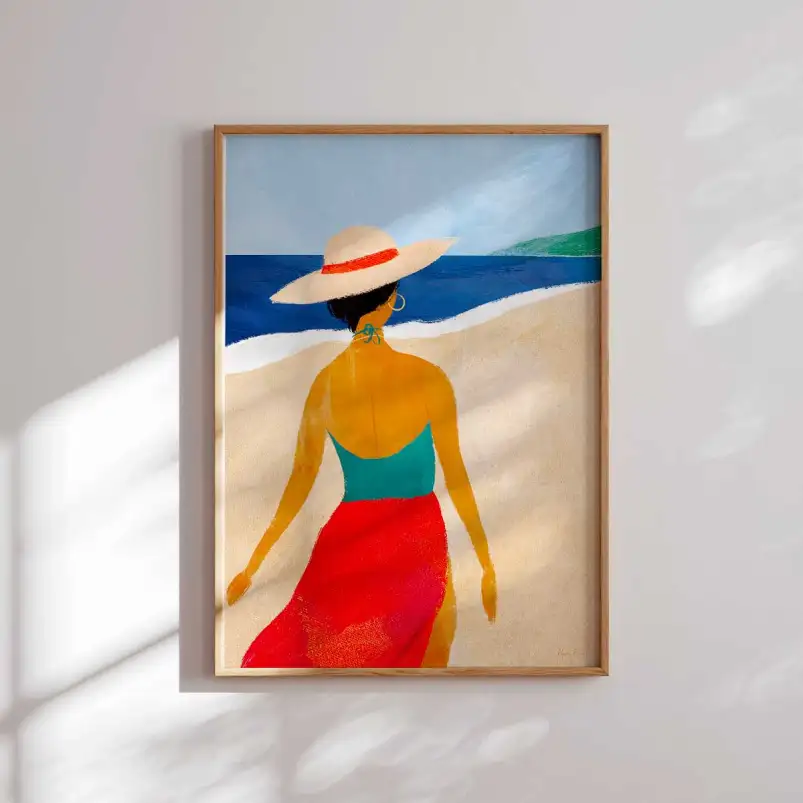 Affiche femme au bord de mer
