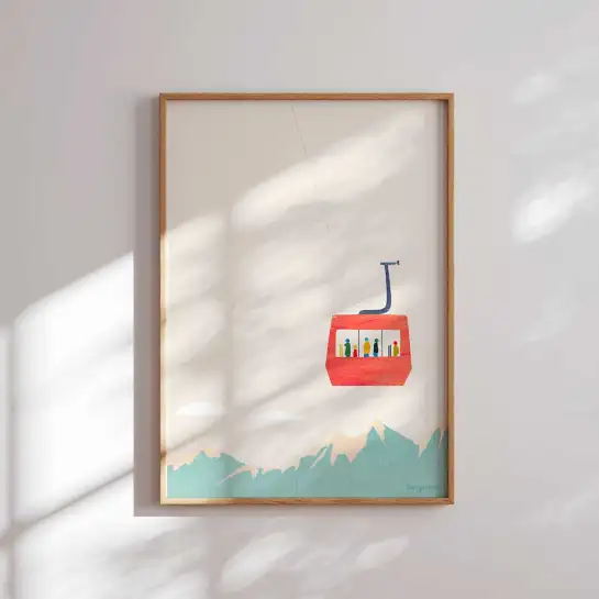 Affiche téléphérique de ski vintage Henry Rivers