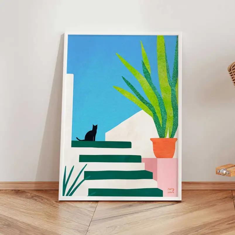 Affiche chat en Méditerranée Henry Rivers