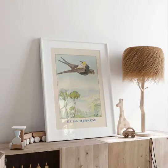 Affiche enfant vintage Poucette hirondelle Elsa Beskow.