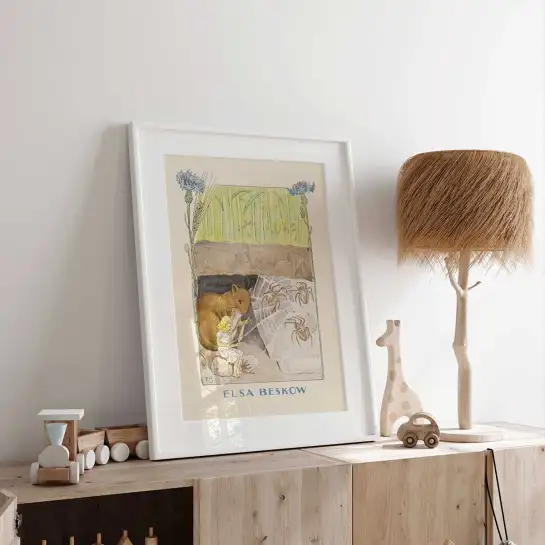 Affiche enfant vintage Poucette mulot et araignées Elsa Beskow
