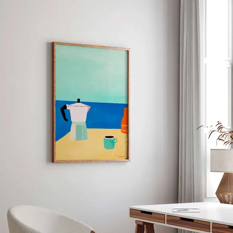 Affiche pause café face à la mer Henry Rivers