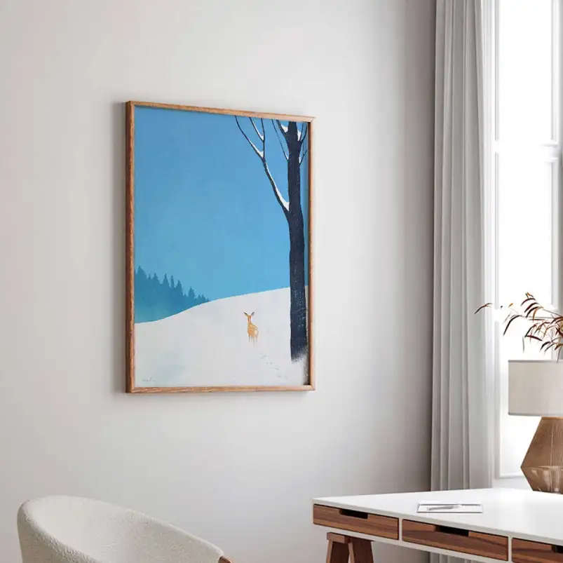 Affiche cerf en paysage d’hiver Henry Rivers