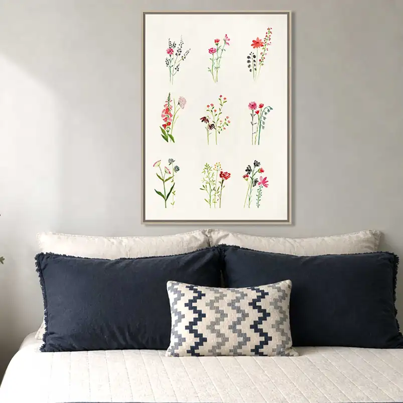 Une illustration florale en aquarelle inspirée des fleurs des champs pour une décoration naturelle.