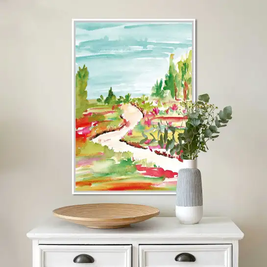 Retrouvez le charme de la campagne avec cette affiche en aquarelle. Une déco murale apaisante aux couleurs naturelles.