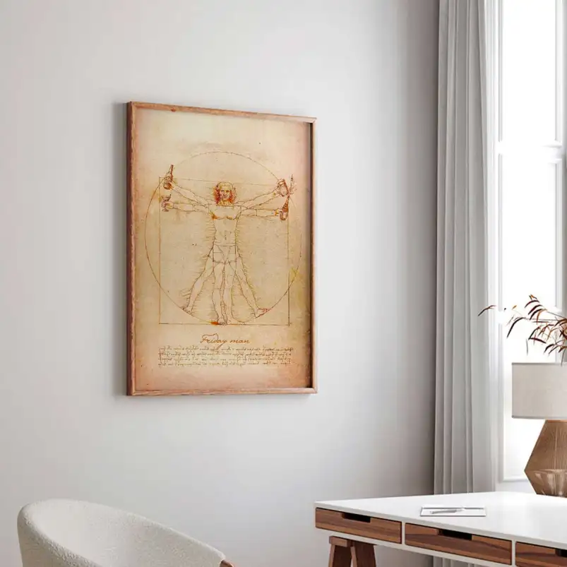 Affiche Homme de Vitruve revisité en art pop contemporain