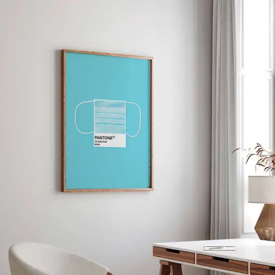 Affiche Pantone Mask au design graphique bleu contemporain
