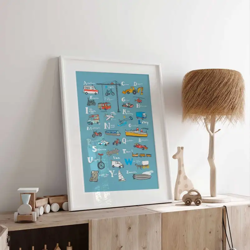 Affiche alphabet véhicules