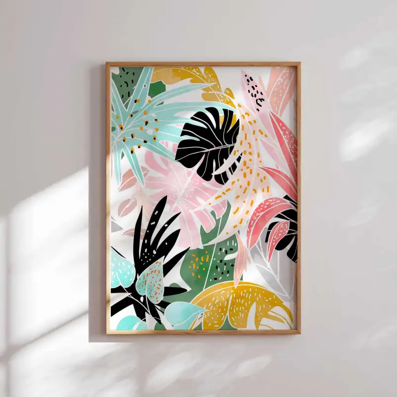 Affiche botanique jungle pastel et illustration végétale