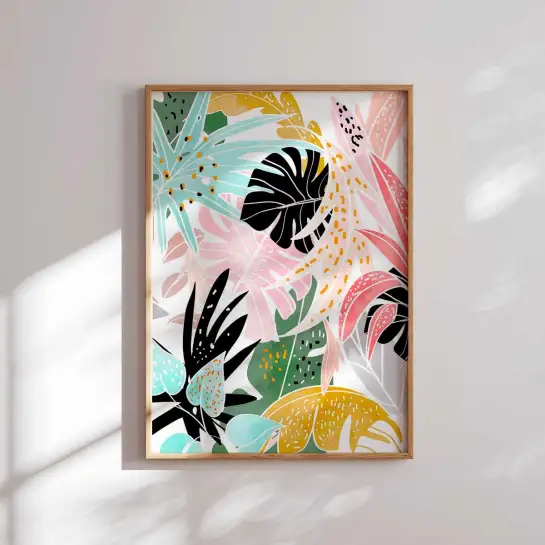 Affiche botanique jungle pastel et illustration végétale