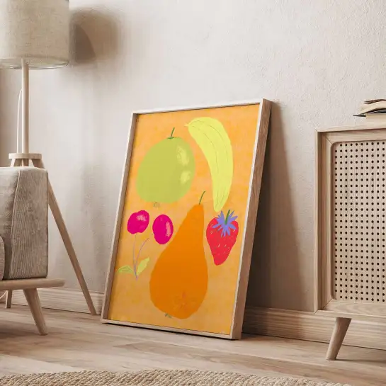 Affiche fruits illustration cuisine style naïf