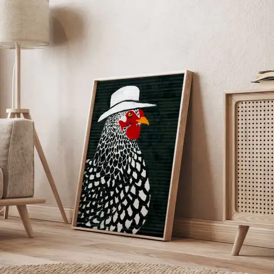 Affiche poule illustration humoristique vintage