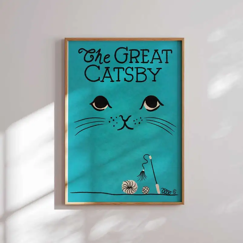 Tableau chat Gatsby illustration chic et rétro