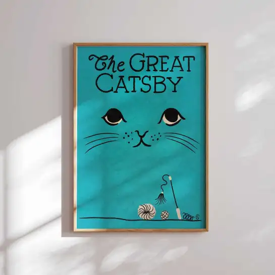 Tableau chat Gatsby illustration chic et rétro