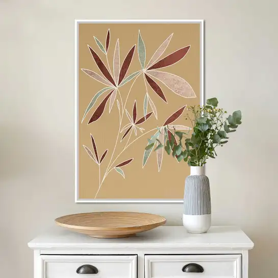Une illustration de feuillage graphique aux teintes terracotta pour une décoration naturelle