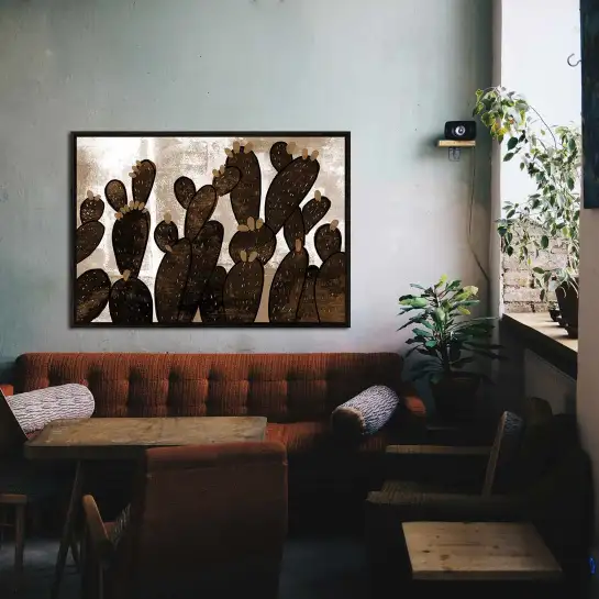 Une illustration vintage de cactus et figuiers de Barbarie pour créer une ambiance méditerranéenne ou désertique.
