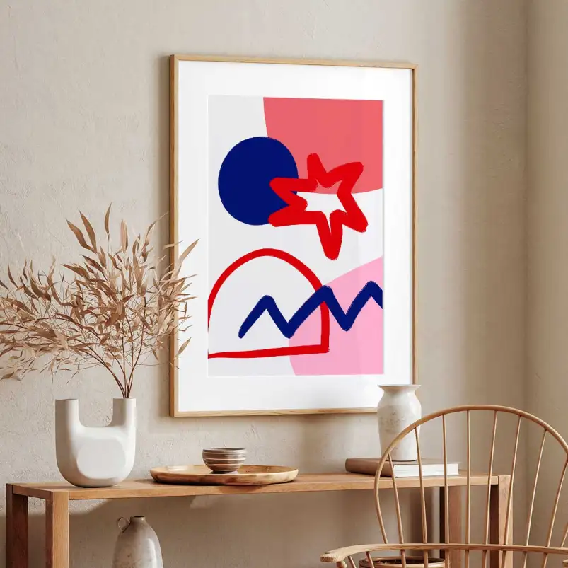 Affiche abstraite composition graphique étoile rouge