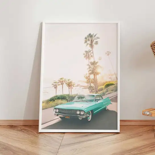 Affiche Californie palmiers vintage et soleil