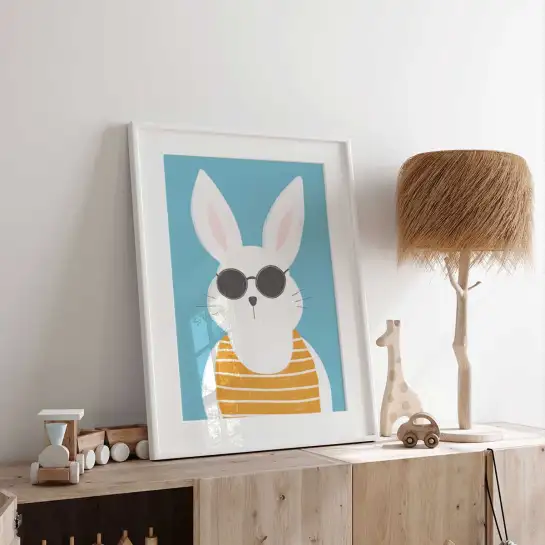 Affiche animalier été lapin