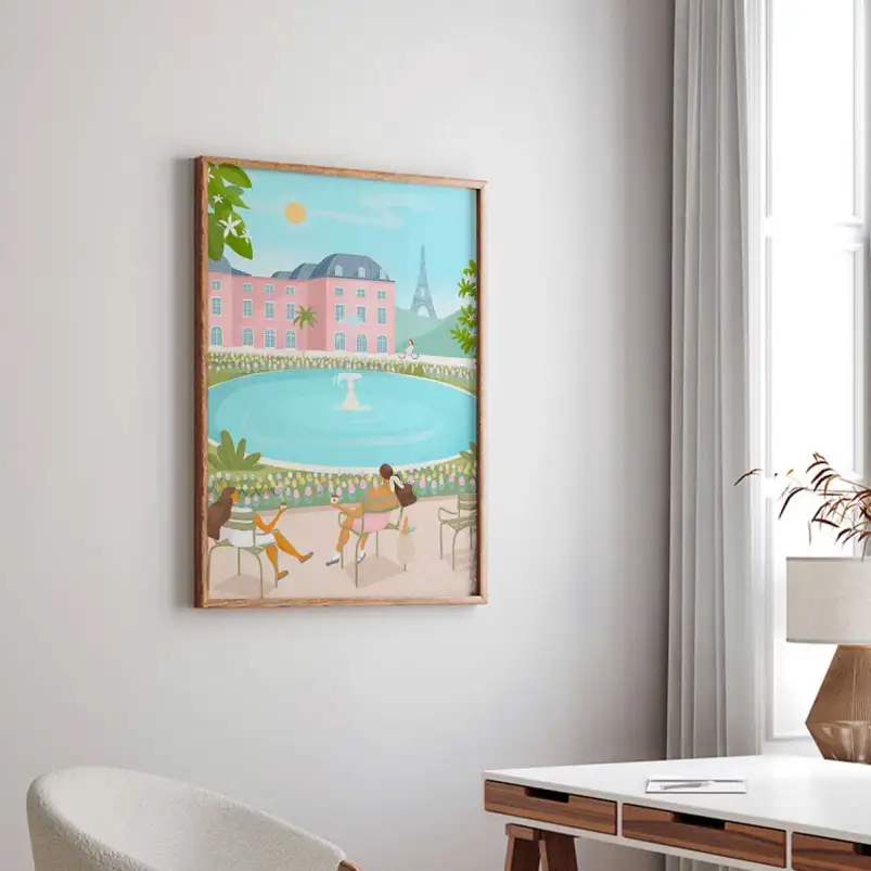 Affiche Paris Tour Eiffel et Jardin du Luxembourg