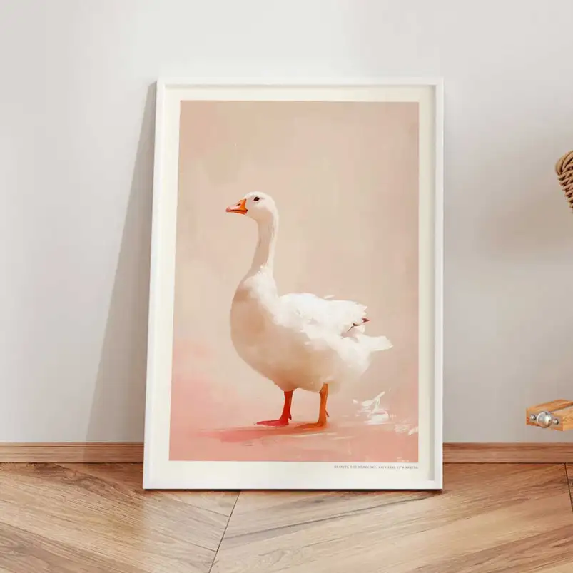 Affiche animalier oie blanche