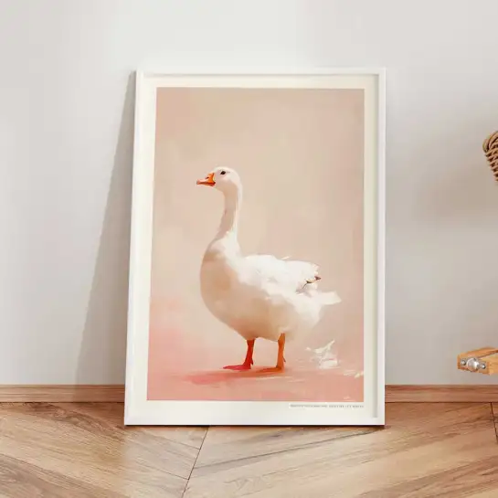 Affiche animalier oie blanche