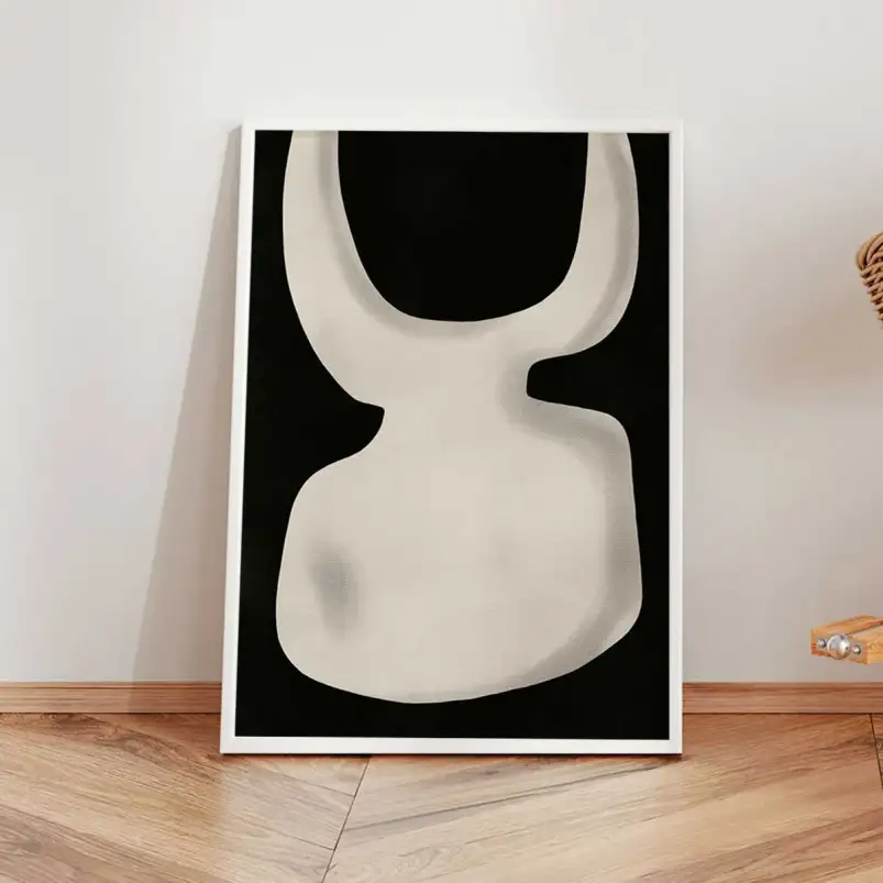 Tableau abstrait noir et blanc