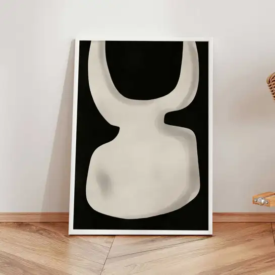 Tableau abstrait noir et blanc