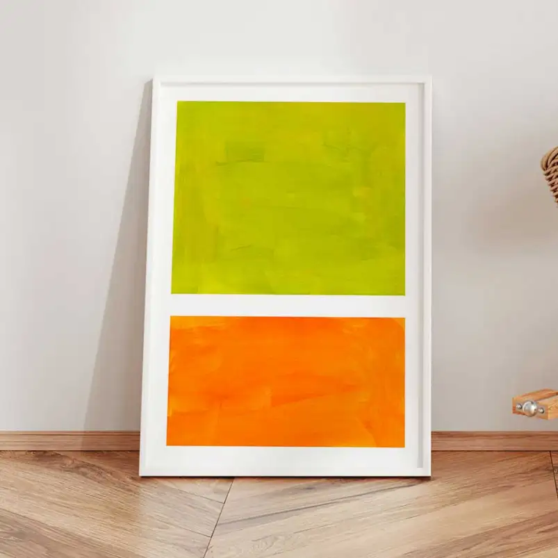 Tableau abstrait vert et orange
