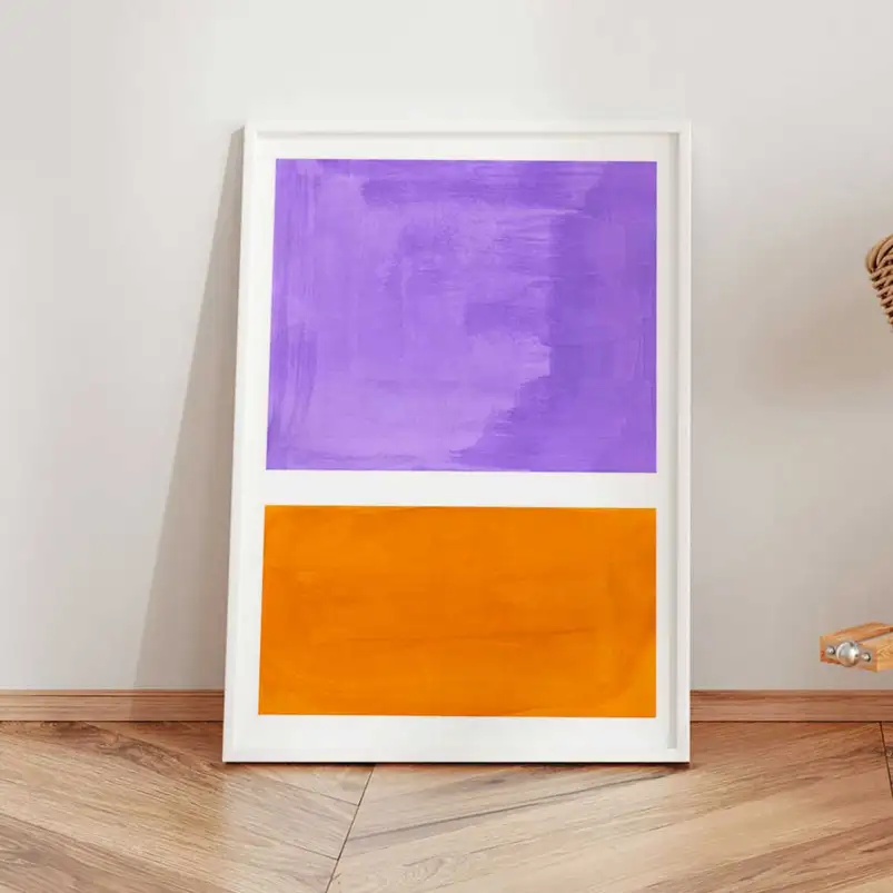 Tableau abstrait violet et orange