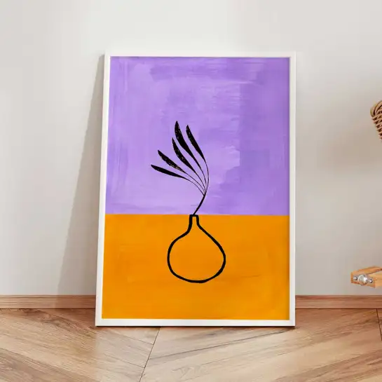Tableau vase violet et orange