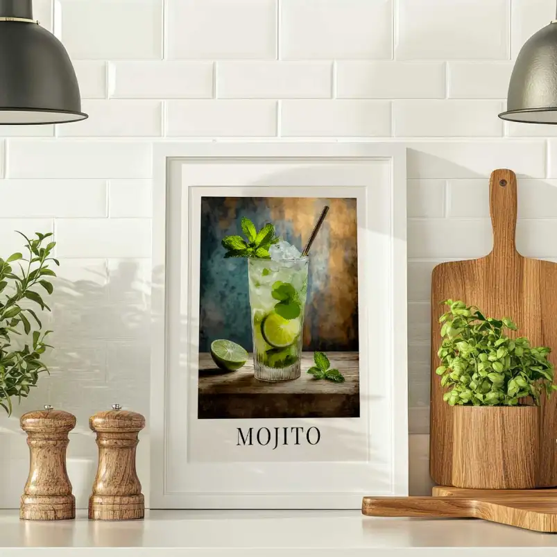Affiche mojito vintage et citron