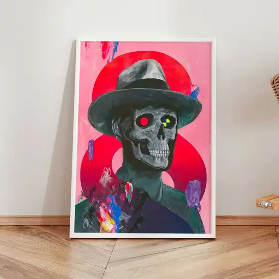Affiche crâne stylisé pop art coloré