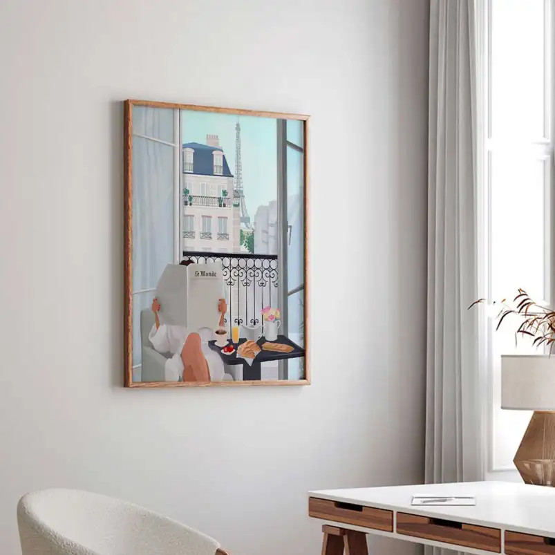 Affiche balcon parisien et Tour Eiffel