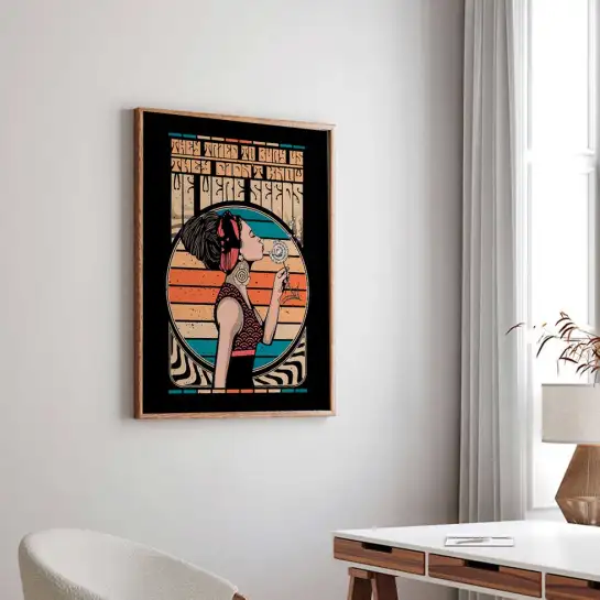 Affiche rétro féministe esprit libre