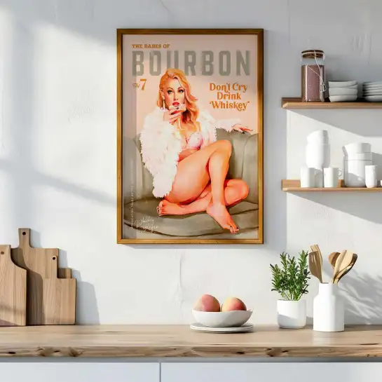 Affiche pin-up vintage whiskey