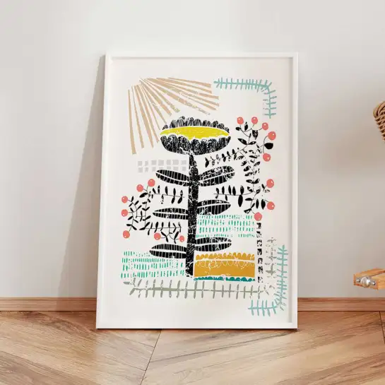 Affiche art botanique motif gravé élégant