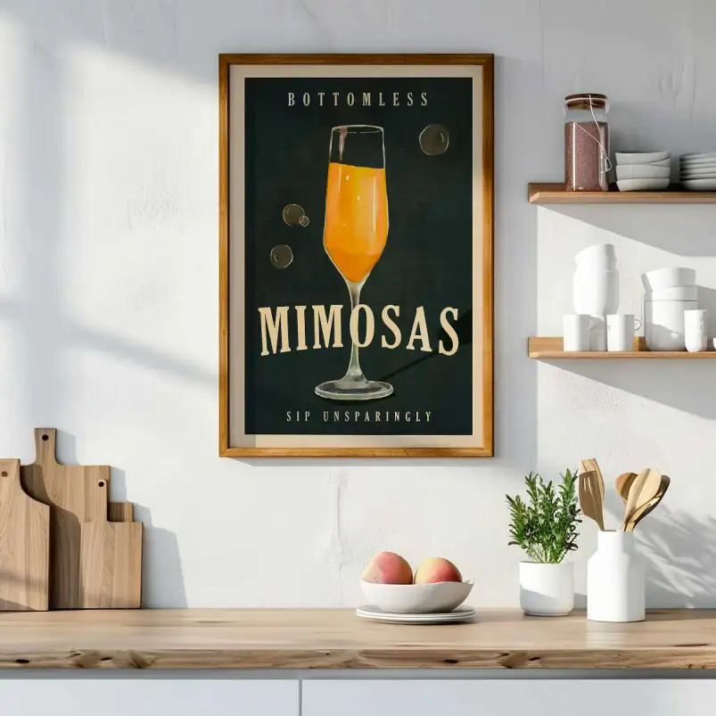 Affiche cocktail mimosa vintage