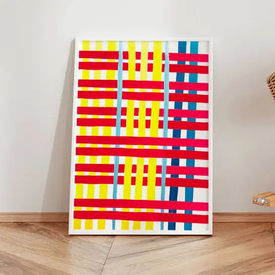 Affiche art abstrait lignes croisées multicolores